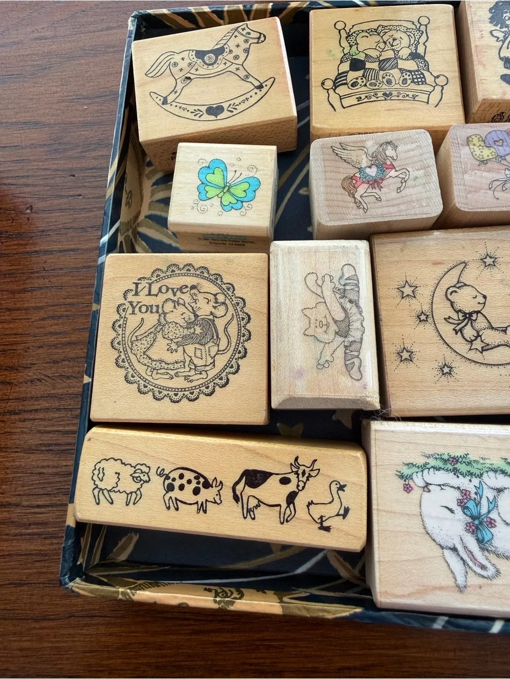 Vintage Craft Rubber Stamp Lot of 14 Wood Block